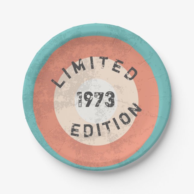 Vintage 1973 limited edition 53rd Birthday Paper Plates (Front)
