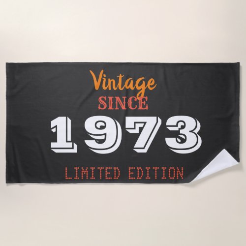 Vintage 1973 year limited edition 50th Birthday  Beach Towel