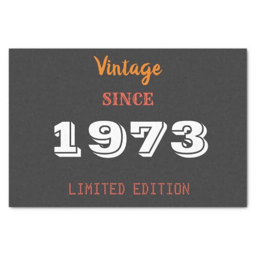 Vintage 1973 year limited edition 50th Birthday  Tissue Paper