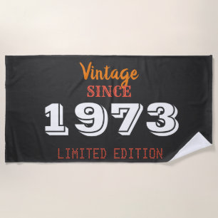 Vintage 1973 Year Limited Edition 53rd Birthday Beach Towel