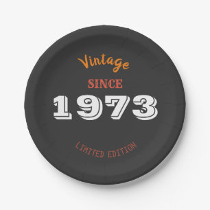 Vintage 1973 year limited edition 53rd Birthday Paper Plates