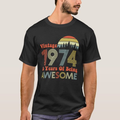 Vintage 1974 50th Birthday Decorations Men Women T_Shirt