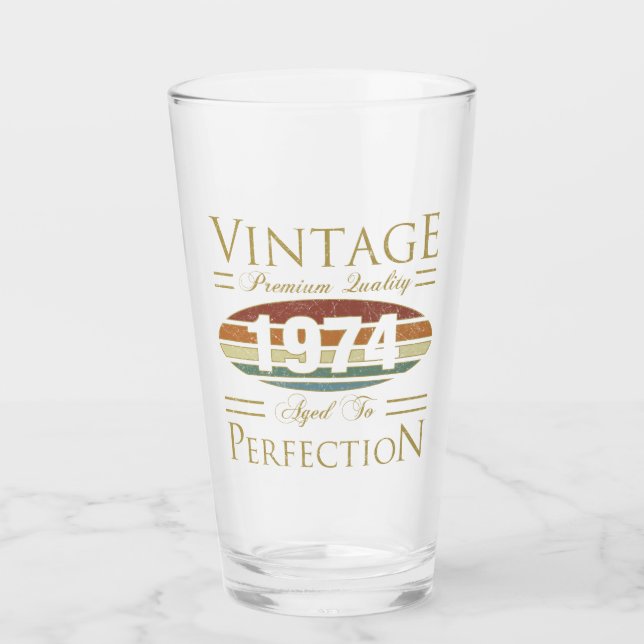 Vintage 1974 50th Birthday Glass (Front)