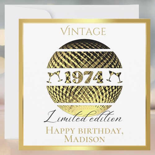 Vintage 1974 50th birthday gold card