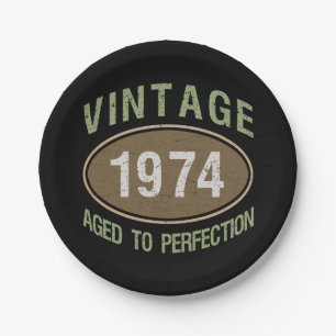 Vintage 1974 50th Birthday Paper Plates
