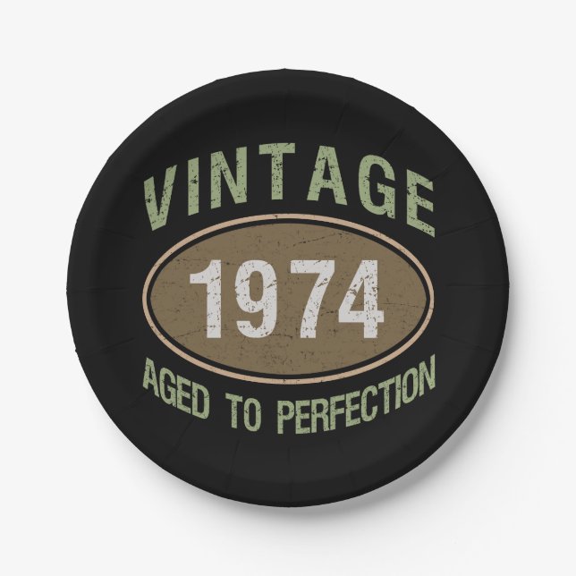 Vintage 1974 50th Birthday Paper Plates (Front)