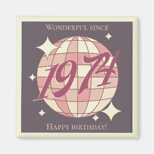 Vintage 1974 50th birthday retro purple magnet