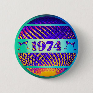 Vintage 1974 52nd birthday gift button