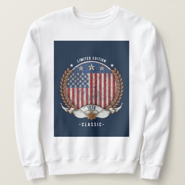 Vintage 1974 American Flag  Sweatshirt (Design Front)