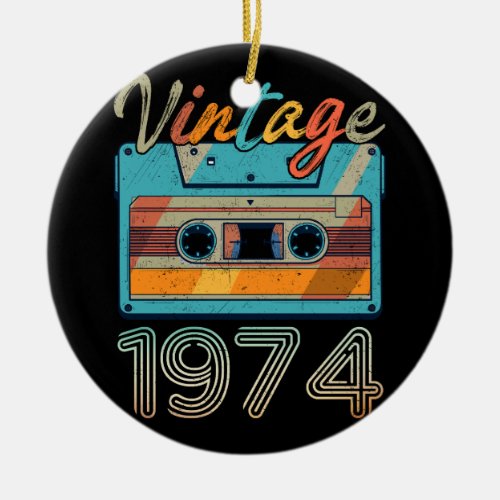 Vintage 1974 Cassette Tape Retro 49th Birthday 49  Ceramic Ornament