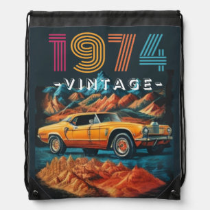 Vintage 1974 cool car drawstring bag