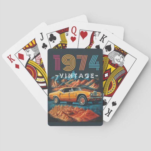 Vintage 1974 cool car poker cards (Back)