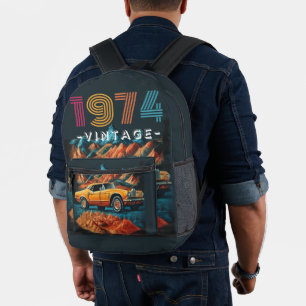 Vintage 1974 cool car printed backpack