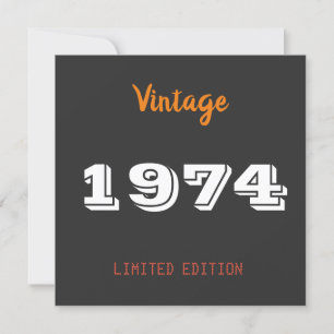 Vintage 1974 Limited Edition 52nd Birthday Invitation