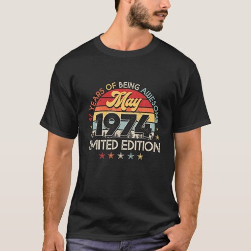Vintage 1974 Limited Edition Retro 47 Years Of Bei T_Shirt