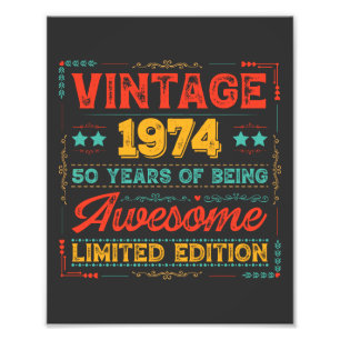 Vintage 1974 Made in 1974 50th Birthday 50 Years Photo Print