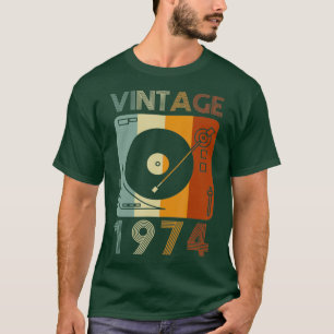 Vintage 1974 Retro Record Player Birthday Vinyl T-Shirt