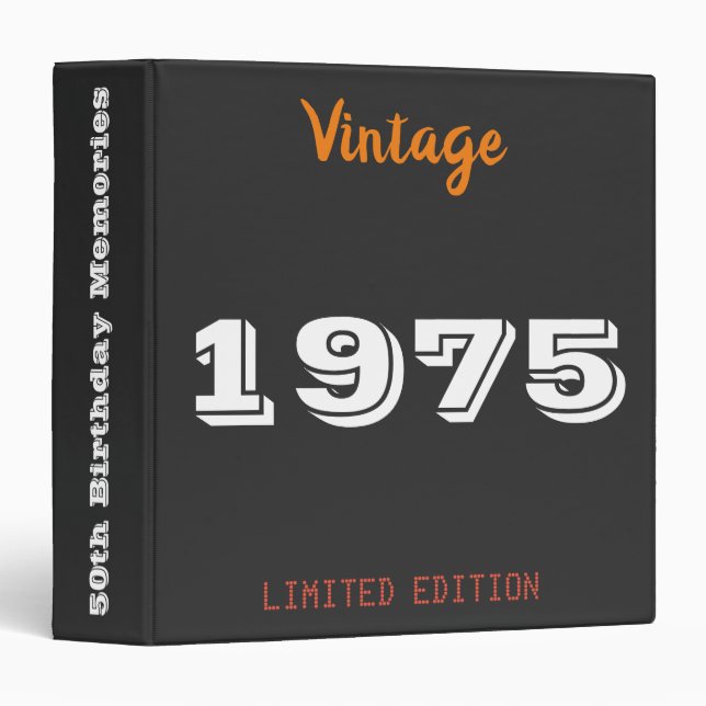 Vintage 1975 – 50th Birthday 3-Ring Binder | Limit (Front/Spine)