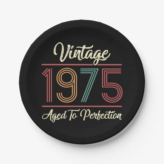 Vintage 1975 50th Birthday Paper Plates (Front)