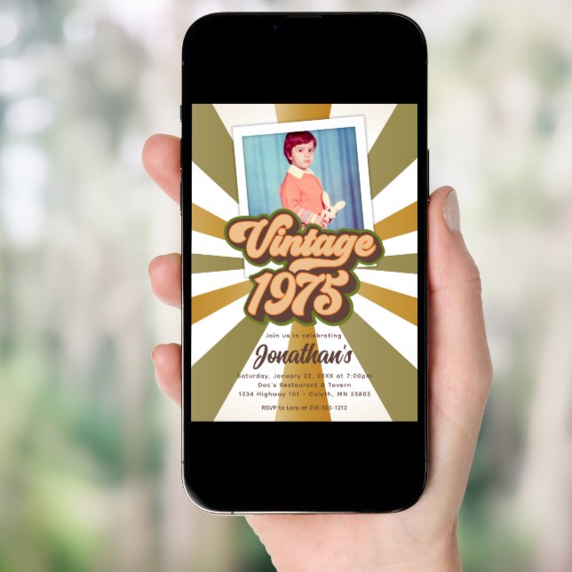 Vintage 1975 50th Birthday Photo  Invitation (Front Digital)