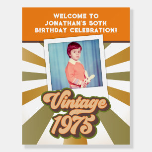Vintage 1975 50th Birthday Photo Welcome Sign