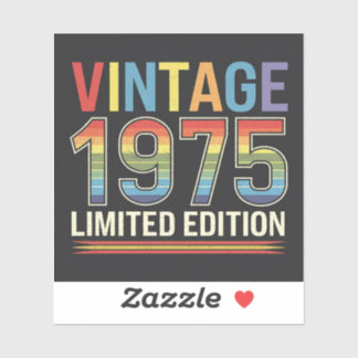 Vintage 1975 Birthday Custom-Cut Vinyl Sticker