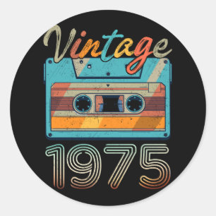 Vintage 1975 Cassette Tape Retro 48th Birthday 48 Classic Round Sticker