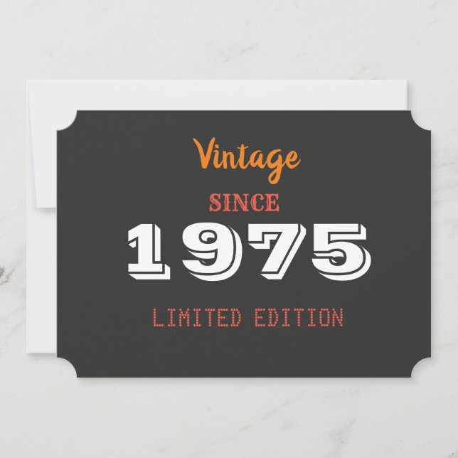 Vintage 1975 Limited Edition 50th Birthday  Invitation (Front)