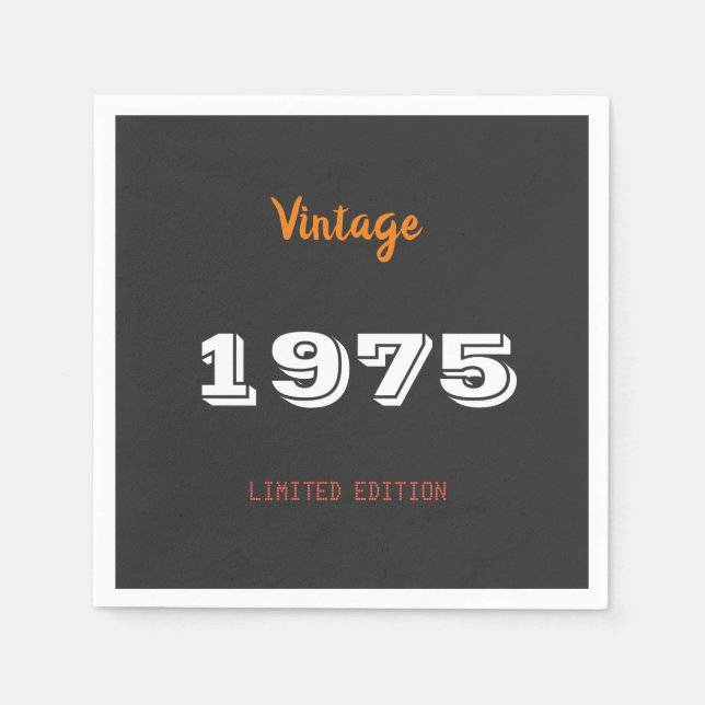 Vintage 1975 Limited Edition 50th Birthday Napkins (Front)