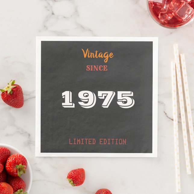 Vintage 1975 Limited Edition 50th Birthday Napkins (Insitu)