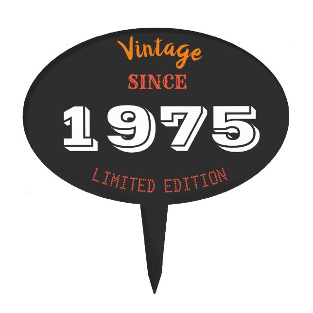 Vintage 1975 Limited Edition Cake Topper – 50th  (Front)