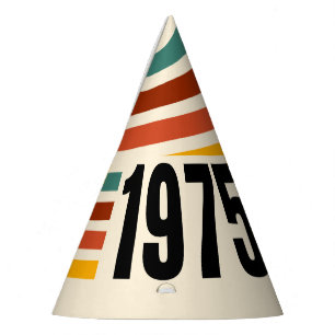 Vintage 1975 Retro Stripe Party Hat