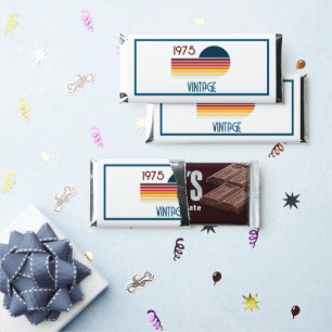 Vintage 1975 Retro Stripe Sun 50th Birthday Hershey Bar Favors