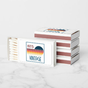 Vintage 1975 Retro Stripe Sun 50th Birthday Matchboxes