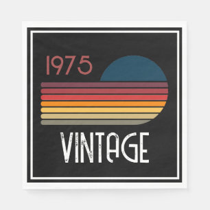 Vintage 1975 Retro Stripe Sun 50th Birthday Napkins