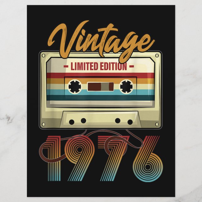 Vintage 1976 45th birthday cassette tape Birthday Flyer (Front)