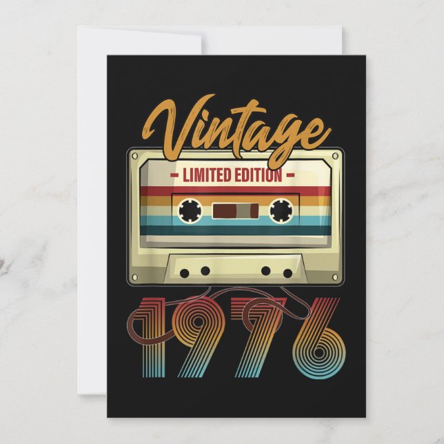 Vintage 1976 45th birthday cassette tape Birthday Invitation (Front)