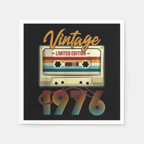 Vintage 1976 45th birthday cassette tape Birthday Napkins