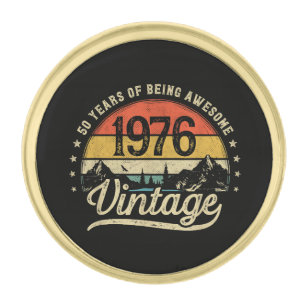Vintage 1976 50 Years Old 50th Birthday Gold Finish Lapel Pin