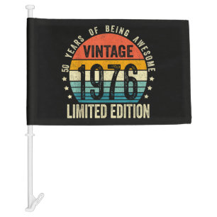 Vintage 1976 50th Birthday Born In 1976 Car Flag