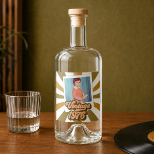 Vintage 1976 50th Birthday Photo  Liquor Bottle Label