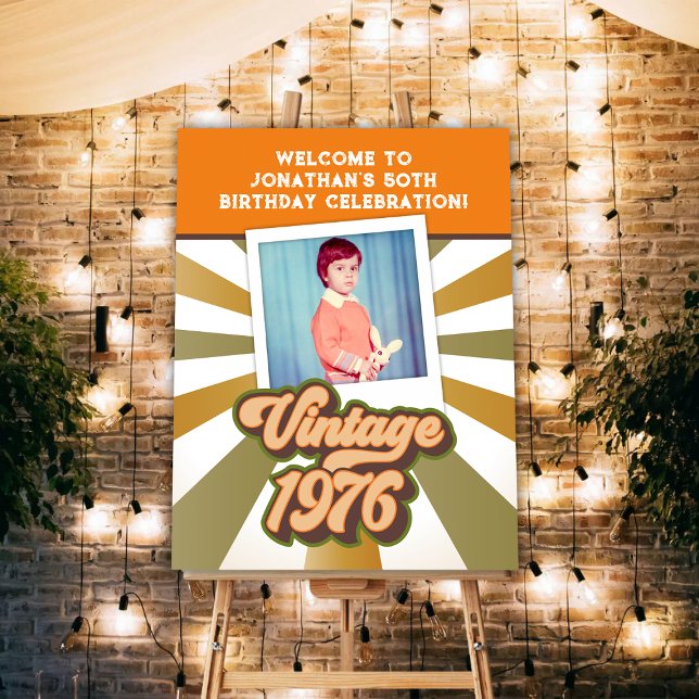 Vintage 1976 50th Birthday Photo Welcome Sign (Vintage 1976 50th Birthday Photo Welcome Sign)