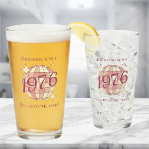 Vintage 1976 50th birthday retro beer glass