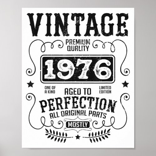 Vintage 1976 Birth Year Birthday Funny Quotes Retr