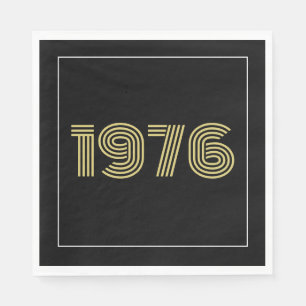 Vintage 1976 Black & Gold Tone 50th Birthday Napkins
