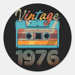Vintage 1976 Cassette Tape Retro 47th Birthday 47 Classic Round Sticker