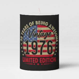 Vintage 1976 Limited Edition 50th Birthday Pillar Candle