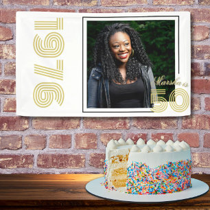 Vintage 1976 Retro 50th Birthday White Photo Banner