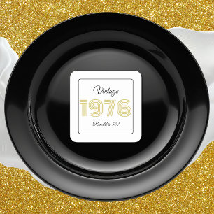 Vintage 1976 Retro Birthday 50th Birthday Name Square Paper Coaster