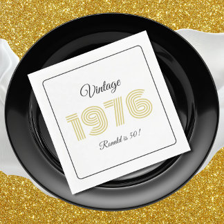 Vintage 1976 Retro Birthday 50th Birthday White Napkins